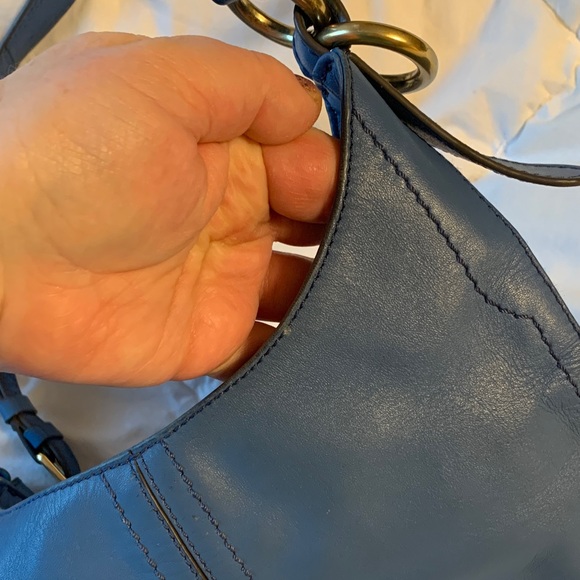 Cole Haan denim Blue leather Women's Shoulder Bag guc - Picture 8 of 10